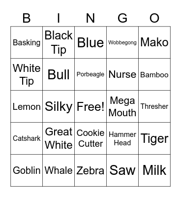 SHARK WEEK!! Bingo Card