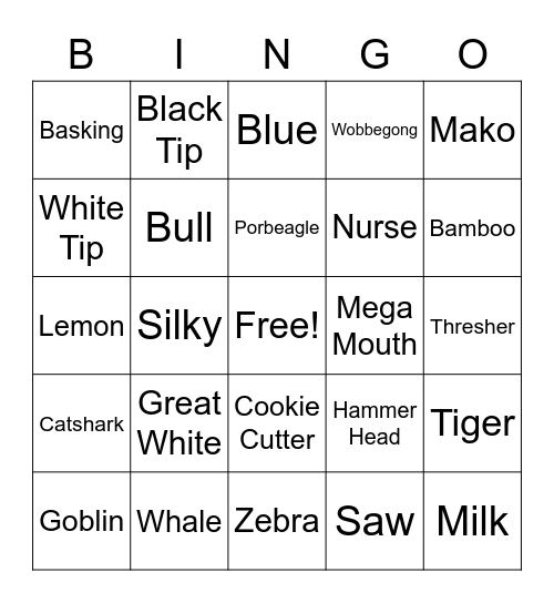 SHARK WEEK!! Bingo Card
