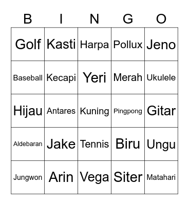 JAKE Bingo Card