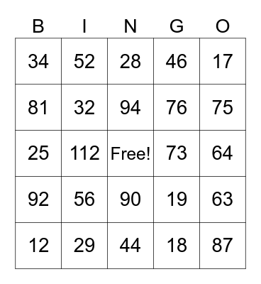 Place Value, Adding, and Regrouping Bingo Card