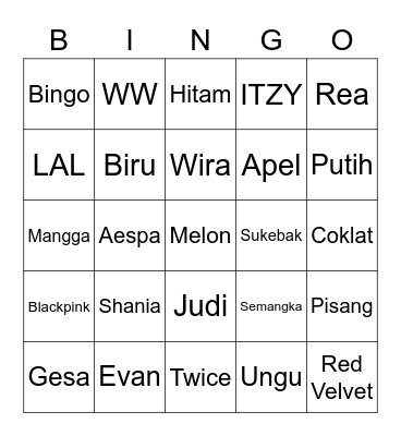 Punya Shaniaa Bingo Card