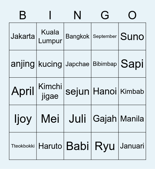Ijoy yeppo Bingo Card