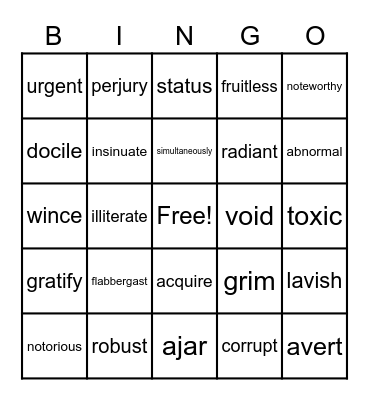 Summer School Flocab Bingo Card