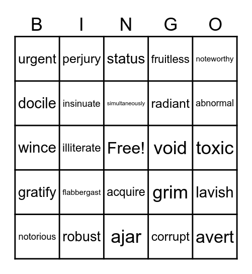 Summer School Flocab Bingo Card