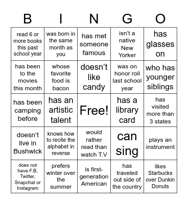 S.E. Human Bingo - Find someone who... Bingo Card