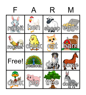 Farm Bingo Card
