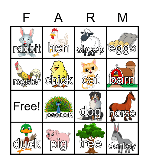 Farm Bingo Card