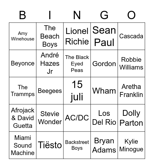 'Veluwestraat MuziekBingo' Bingo Card