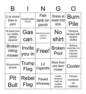 Home Visit Bingo Card