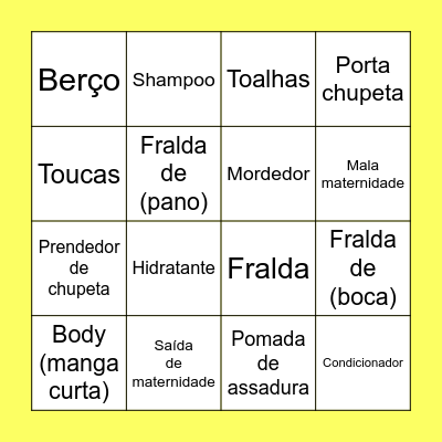 Chá Revelação Bingo Card
