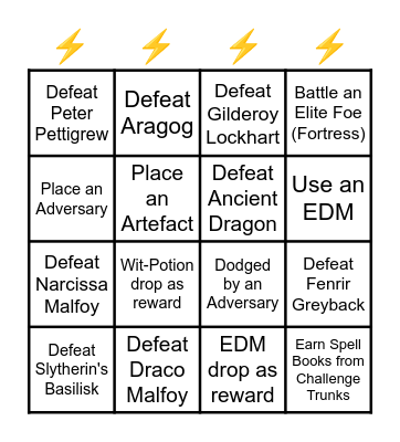 Wizards Unite Feared Adversaries Bingo! Bingo Card