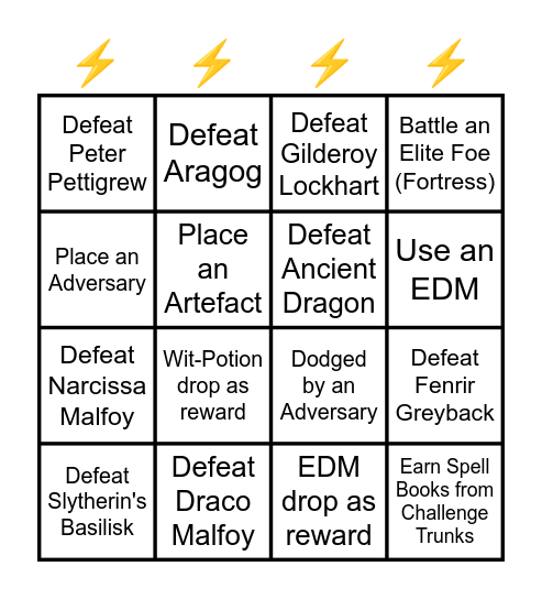 Wizards Unite Feared Adversaries Bingo! Bingo Card