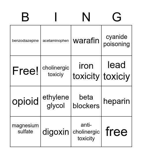 Miss D's Antidotes Bingo Card