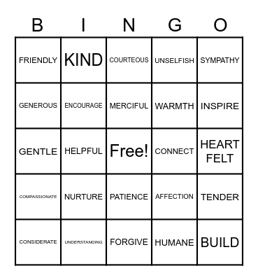 BE KIN Bingo Card