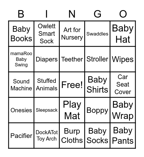 Baby Bingo Card