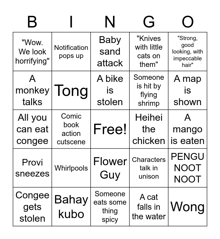 Raya & The Last Dragon Bingo Card
