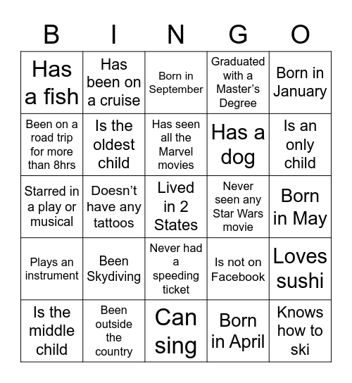 Floco Bingo Card