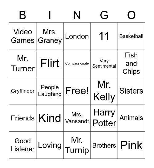 Getting to Know You Bingo Card