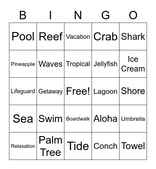 I need a vacation! Bingo Card