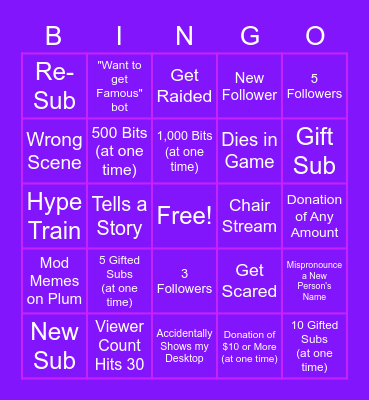 Pr0fBingoPlum Bingo Card