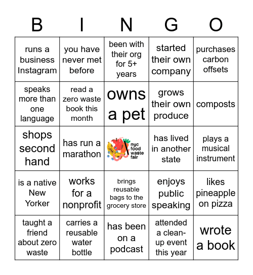 Talk to someone who... Bingo Card