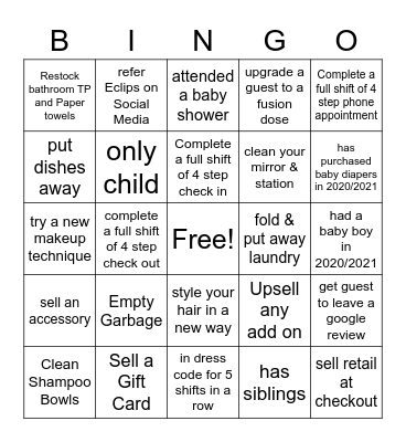 Front Desk Bingo Card