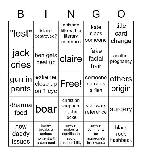 lost season 6 bingo Card