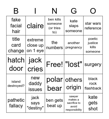 lost season 6 bingo Card
