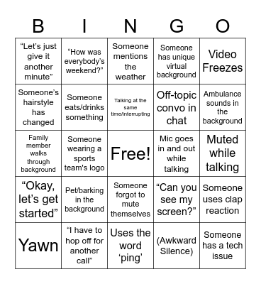 In-Meeting Zoom BINGO Card