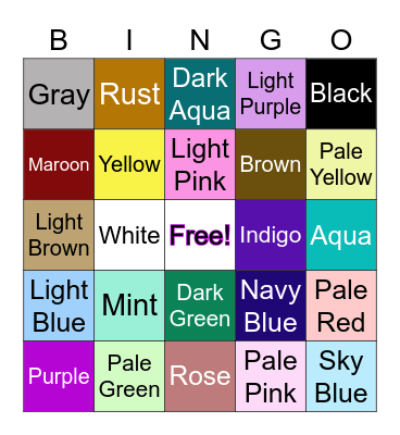 YA Book Cover Color Bingo! Bingo Card