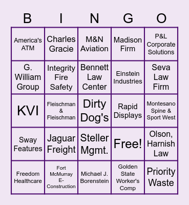 BLOCK FOUR BINGO Card