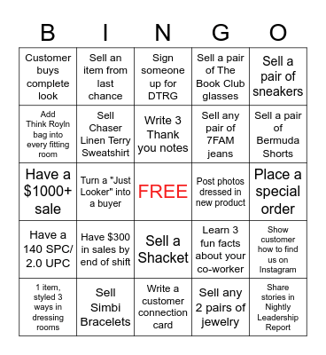 July 2021 Bingo Card