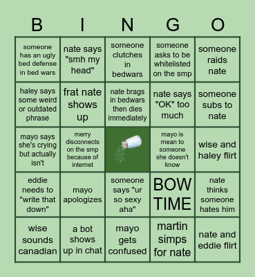 LazyPhrixus Stream Bingo Card