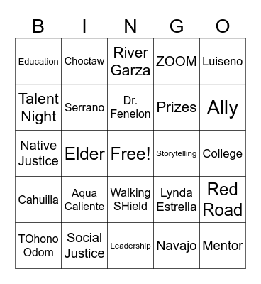 NDN Bingo Card