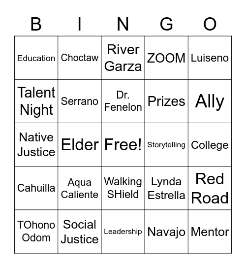 NDN Bingo Card