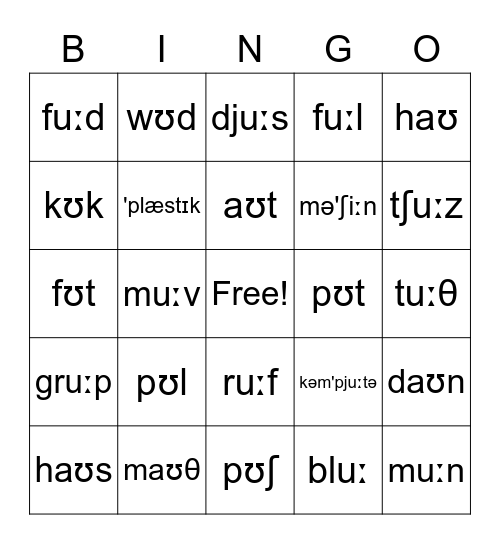 Day 7 Phonetics Bingo Card