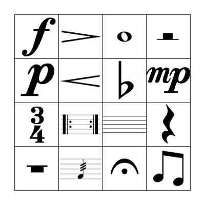 Musical Symbols Bingo Card