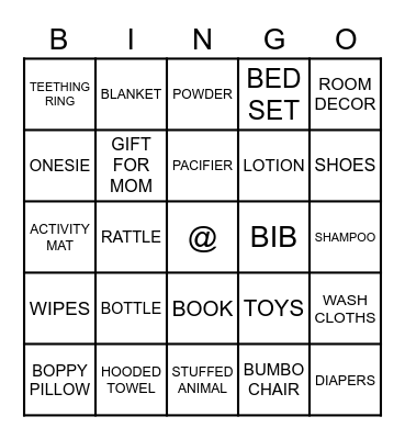 SMENKINS NO.2 BABY SHOWER Bingo Card