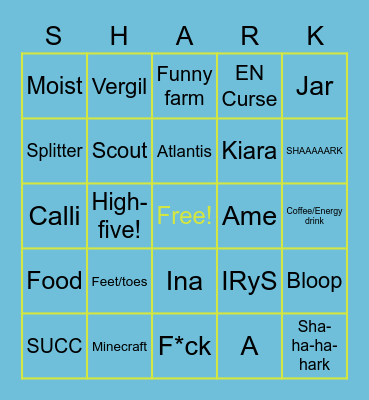 Gura Stream Bingo Card