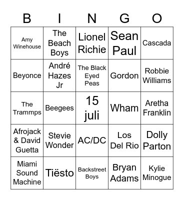 ! Veluwestraat MuziekBingo ! Bingo Card