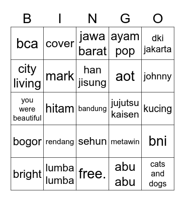 bingo gentonk Bingo Card