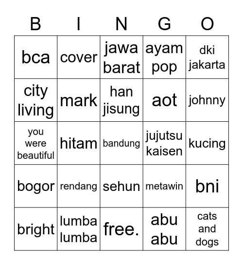 bingo gentonk Bingo Card