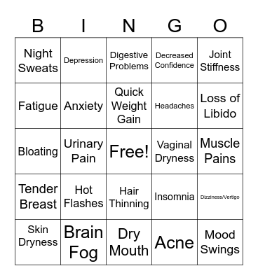 Menopause  Bingo Card