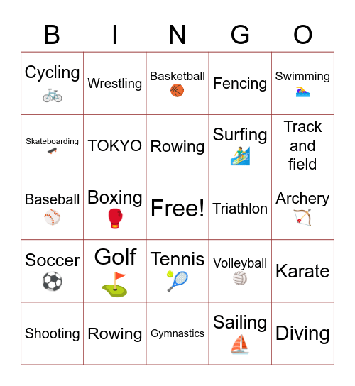 Office Olympics Bingo Card