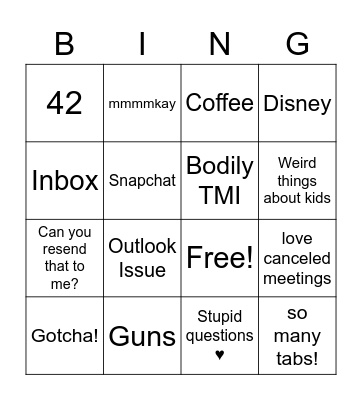 Meeting Bingo Card