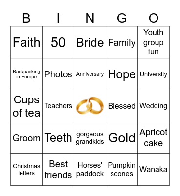 Golden wedding anniversary Bingo Card