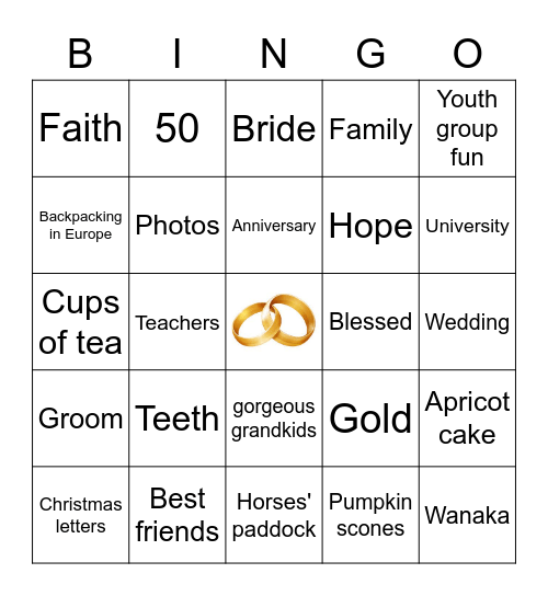 Golden wedding anniversary Bingo Card