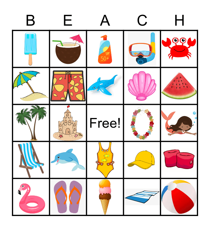 BINGO AT THE BEACH! Bingo Card