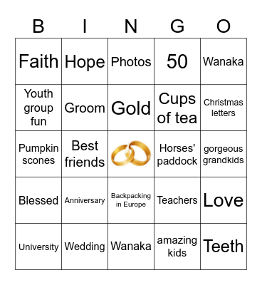 Golden wedding anniversary Bingo Card