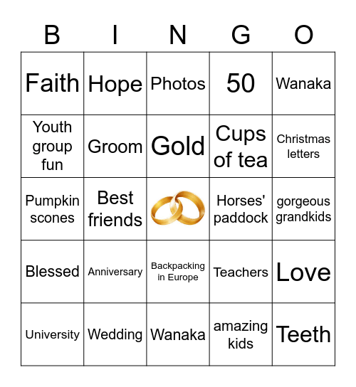Golden wedding anniversary Bingo Card